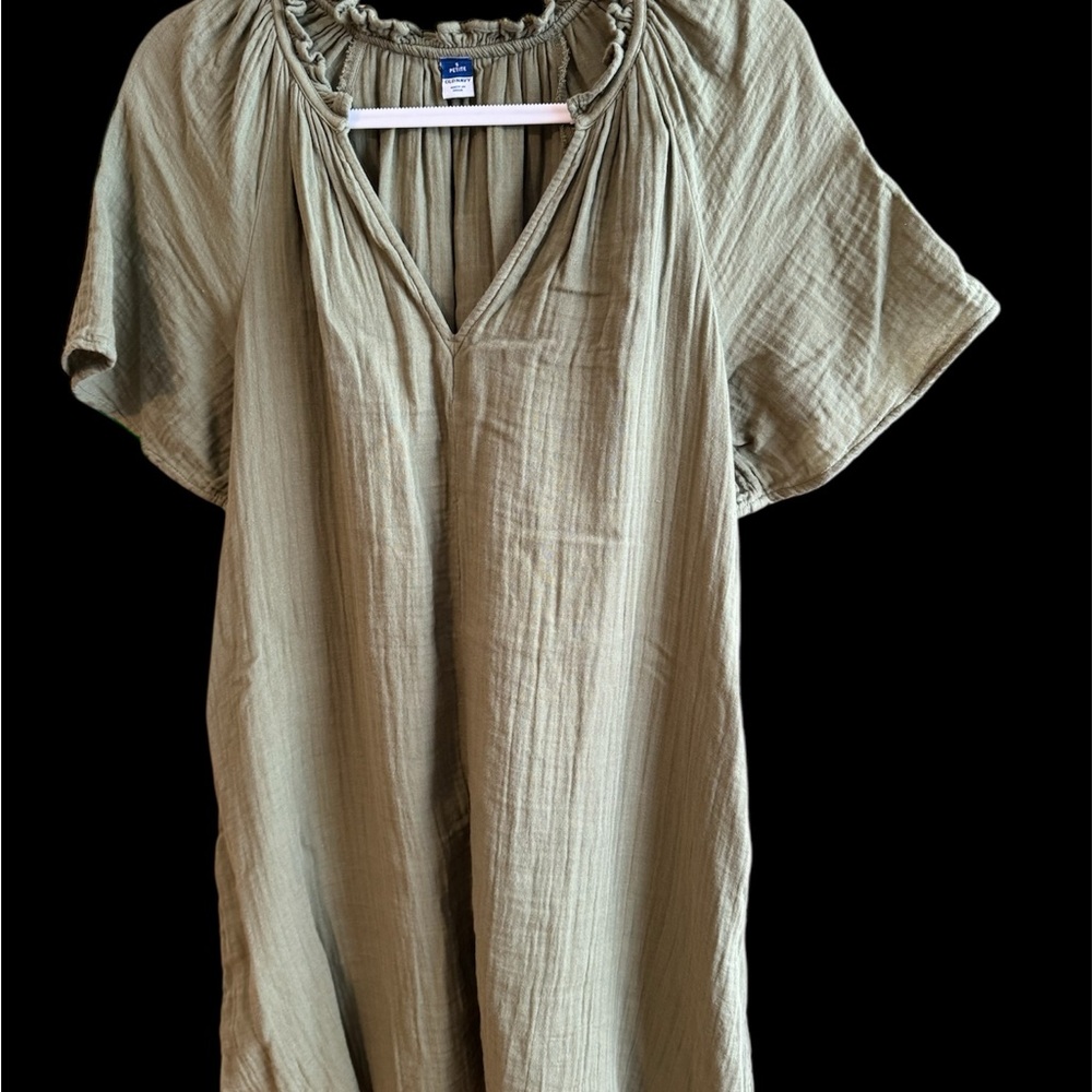 Old Navy Olive  Green Women's Gauzy Dress with Pockets.